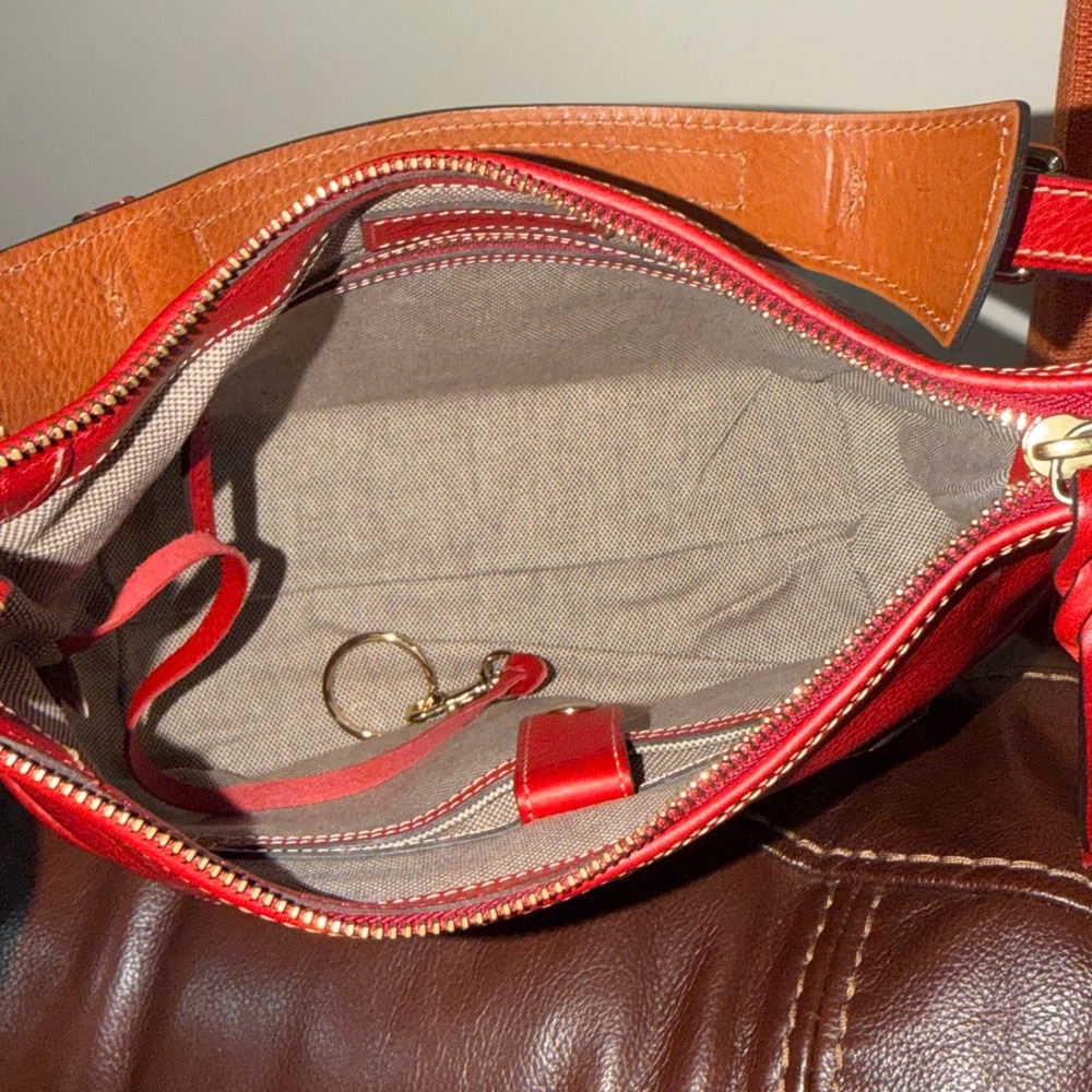 ‼️Dooney & Bourke Red Florentine Leather Small Lucy Hobo Shoulder Bag - Picture 13 of 14